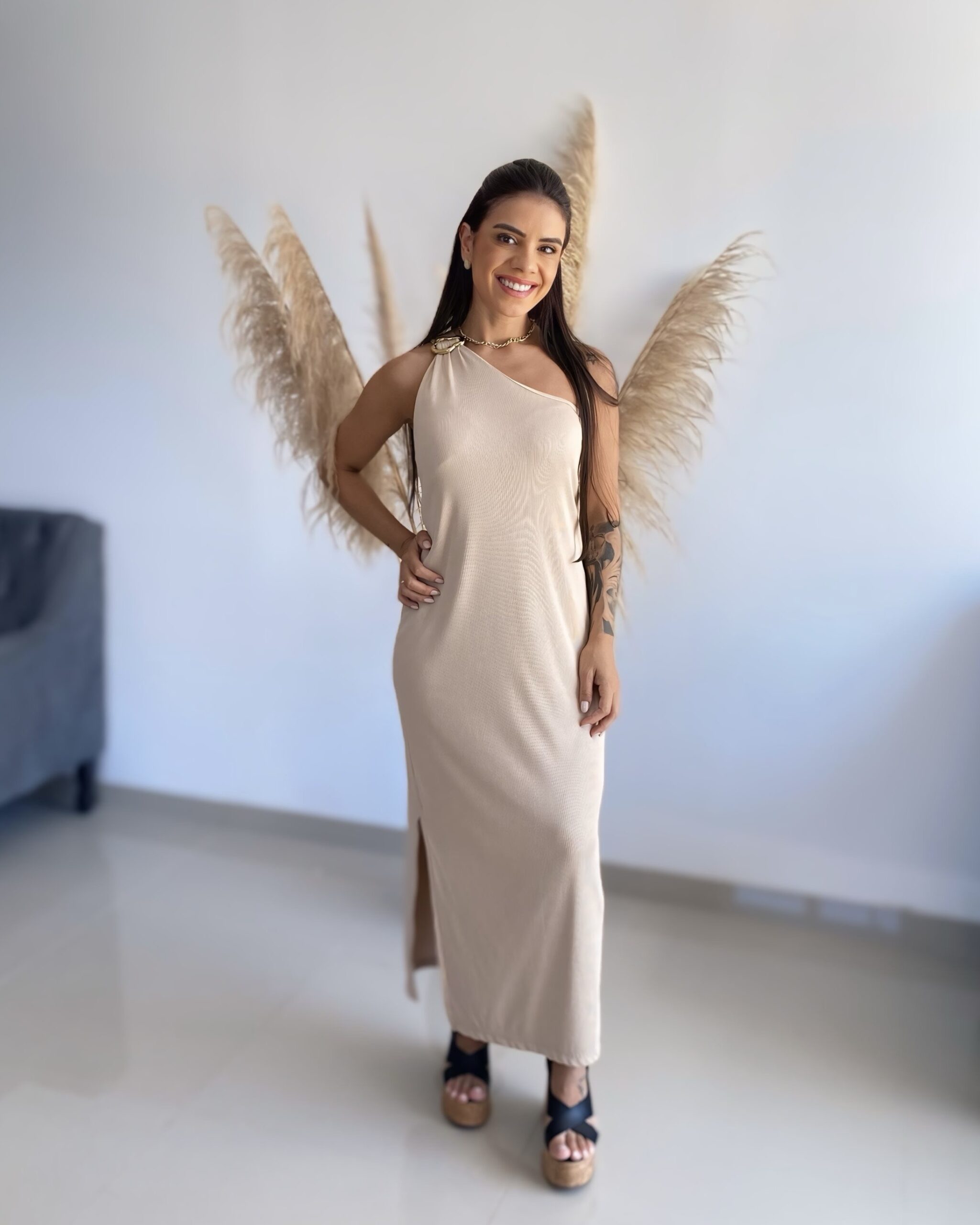 Vestido de ombro único