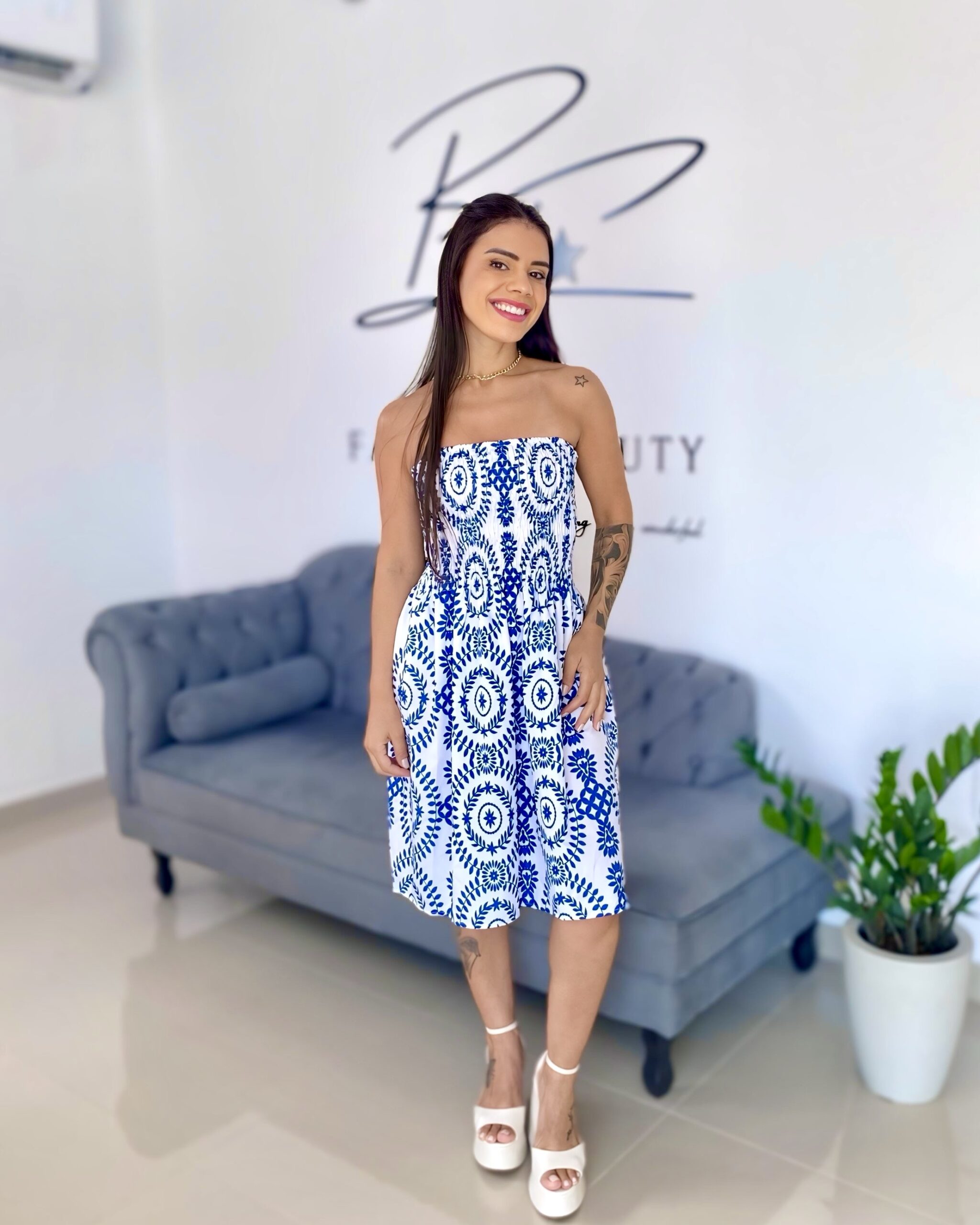 Vestido curto estampado